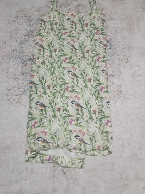 Bird & Floral Print 100% Stonewashed Linen Apron